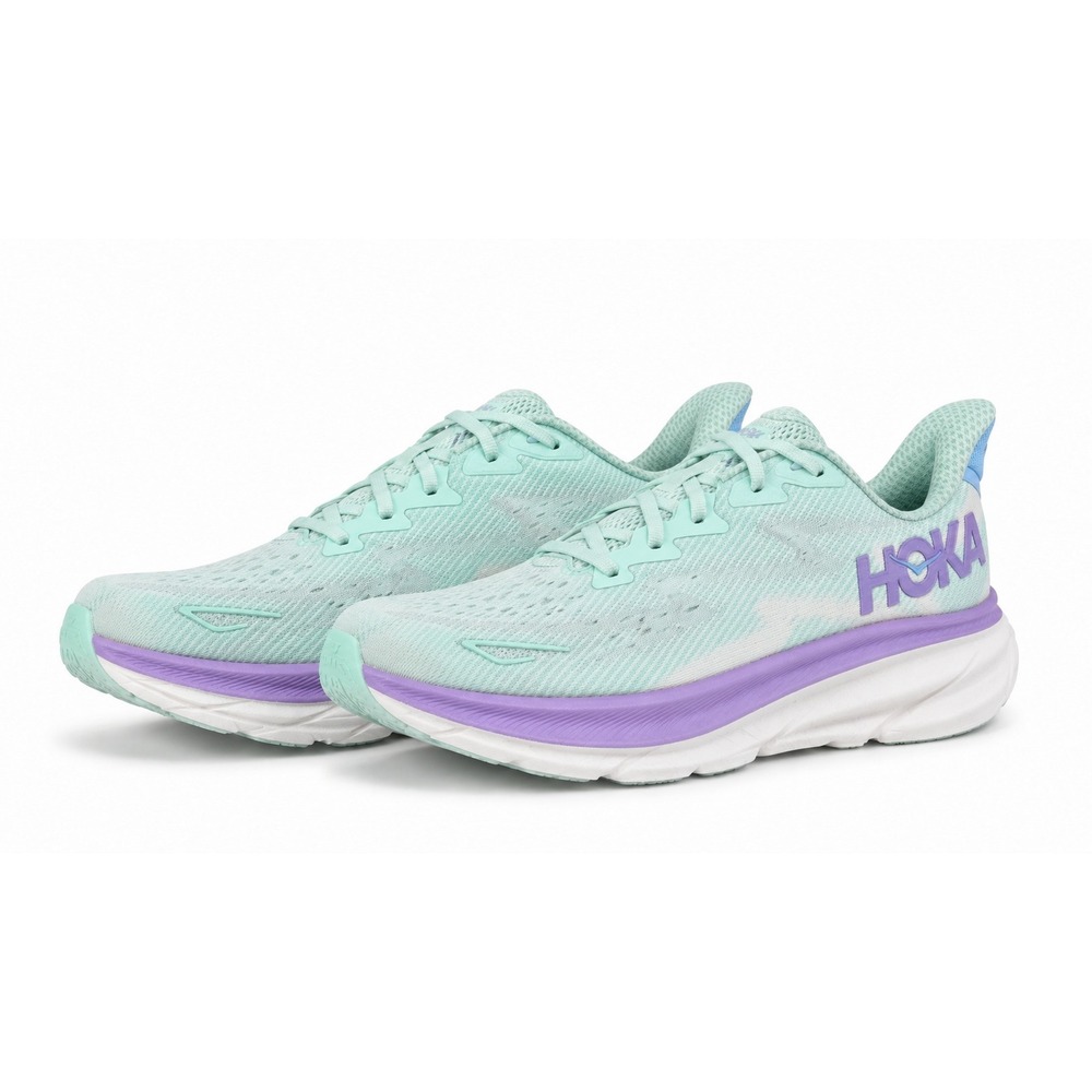 Hoka Clifton 9 Womens 10.5 Running Shoes Sea Glass Orchid Sneakers